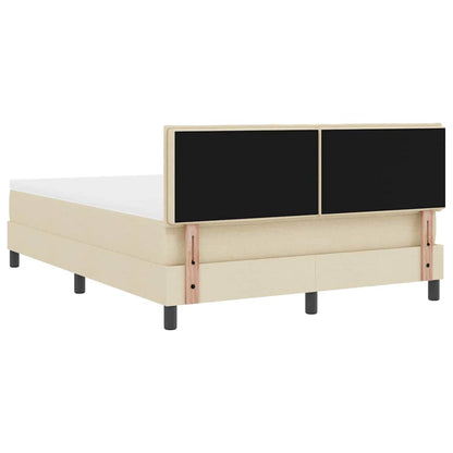 Boxspringbett mit LED-Lichtleisten Creme 160 x 200 cm Stoff