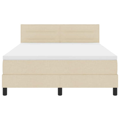 Boxspringbett mit LED-Lichtleisten Creme 160 x 200 cm Stoff
