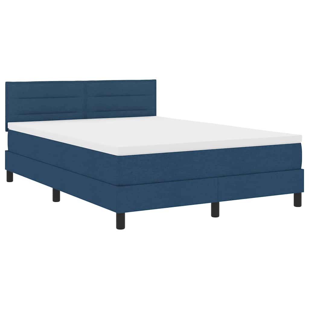 Boxspringbett mit LED-Lichtleisten Blau 160 x 200 cm Stoff