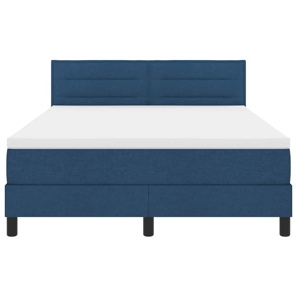 Boxspringbett mit LED-Lichtleisten Blau 160 x 200 cm Stoff