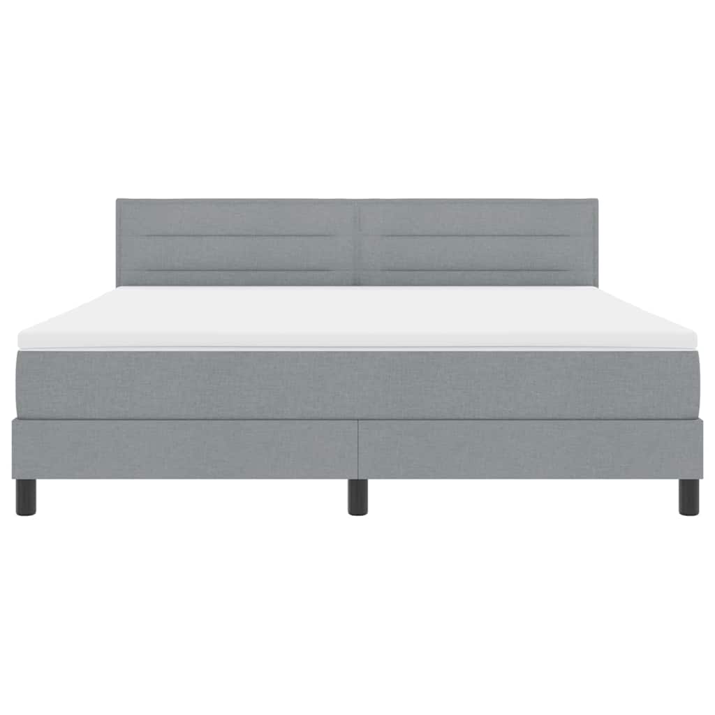 Boxspringbett mit LED-Lichtleisten Hellgrau 180 x 200 cm Stoff