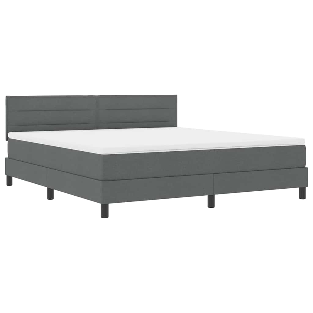 Boxspringbett mit Kopfteil Dunkelgrau 180 x 200 cm Stoff