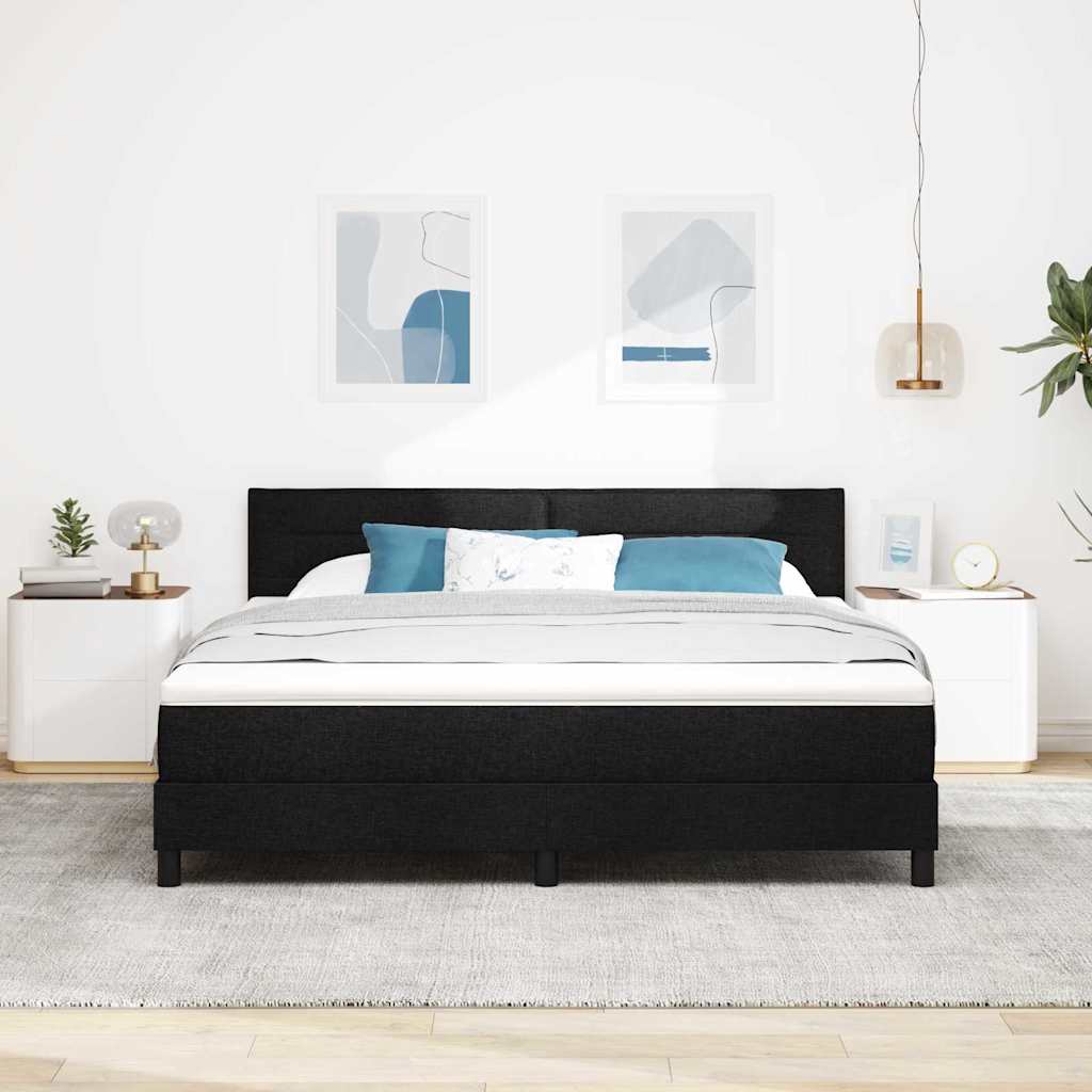 Boxspringbett mit Matratze mit LED Schwarz 180 x 200 cm Stoff