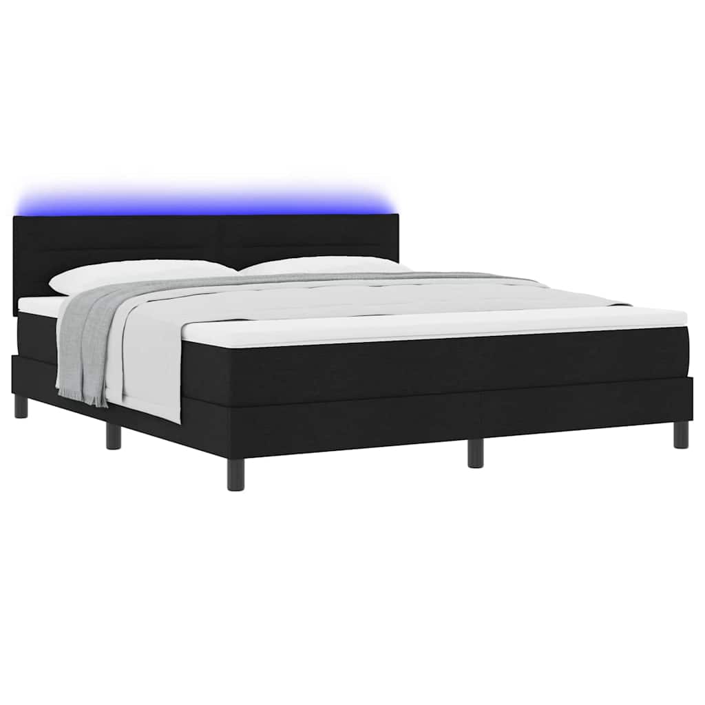 Boxspringbett mit Matratze mit LED Schwarz 180 x 200 cm Stoff