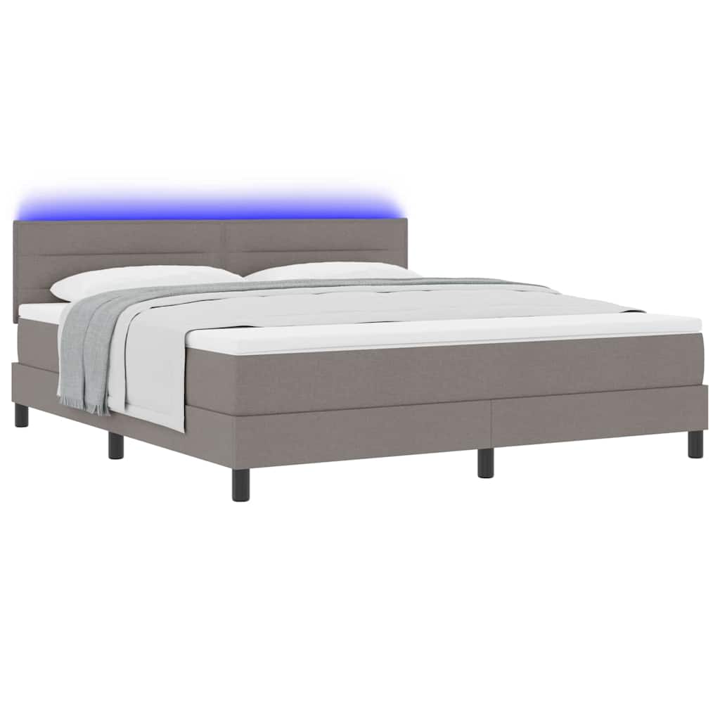 Boxspringbett mit LED-Lichtleisten Taupe 180 x 200 cm Stoff