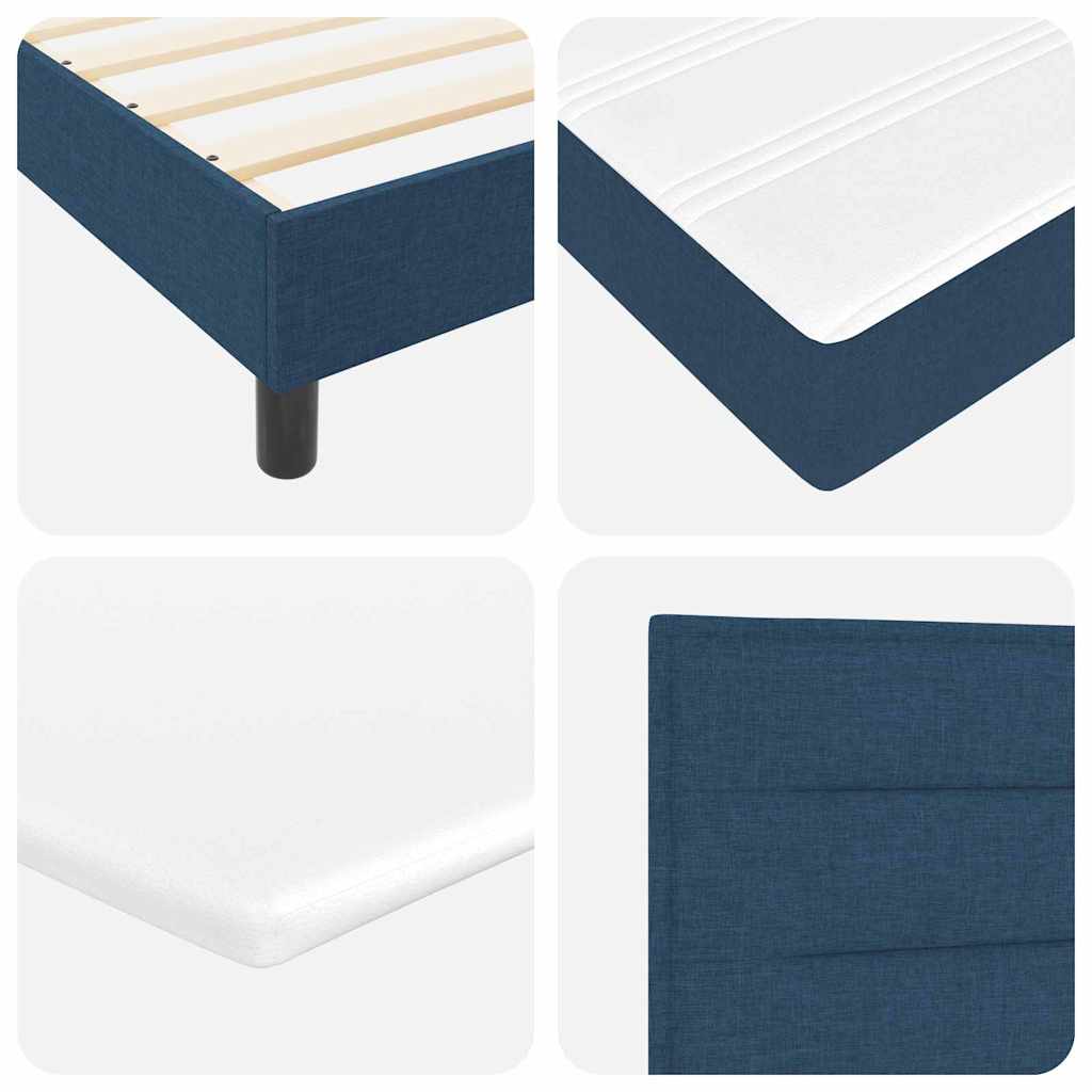 Boxspringbett mit LED-Lichtleisten Blau 180 x 200 cm Stoff