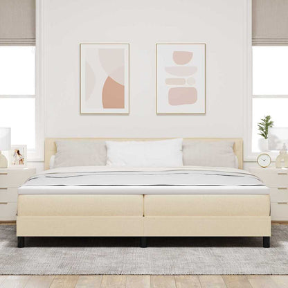 Boxspringbett mit LED-Lichtleisten Creme 200 x 200 cm Stoff