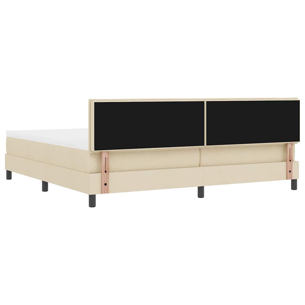 Boxspringbett mit LED-Lichtleisten Creme 200 x 200 cm Stoff