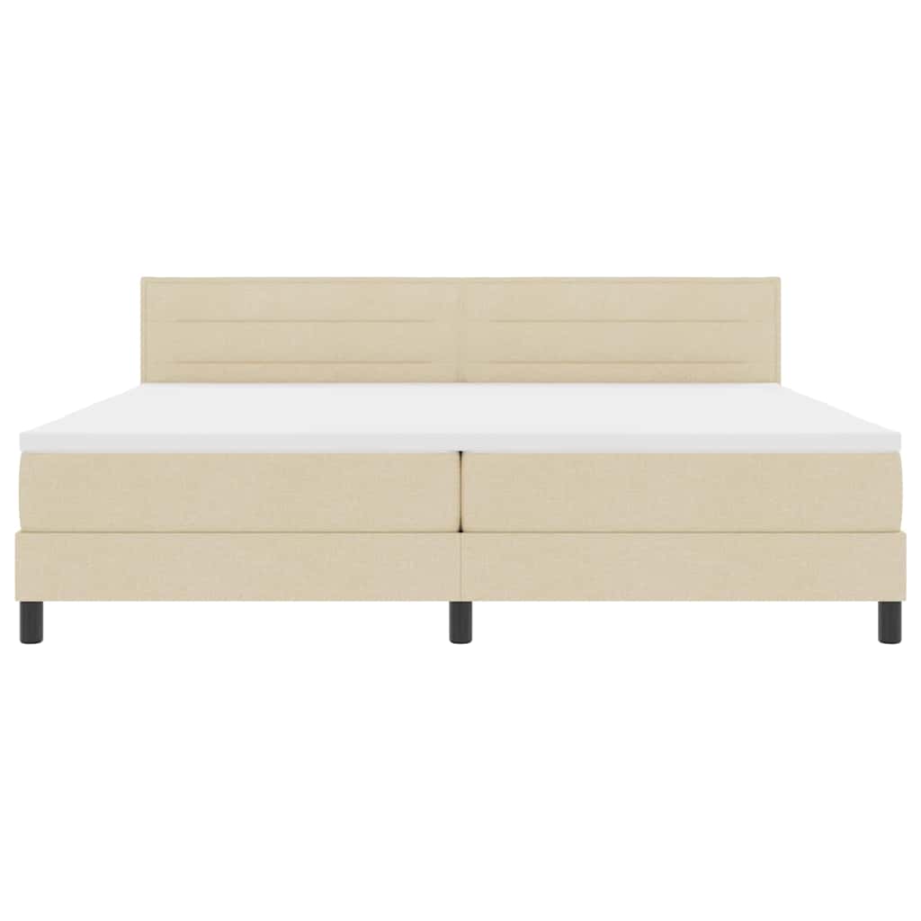 Boxspringbett mit LED-Lichtleisten Creme 200 x 200 cm Stoff