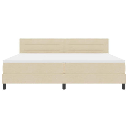Boxspringbett mit LED-Lichtleisten Creme 200 x 200 cm Stoff