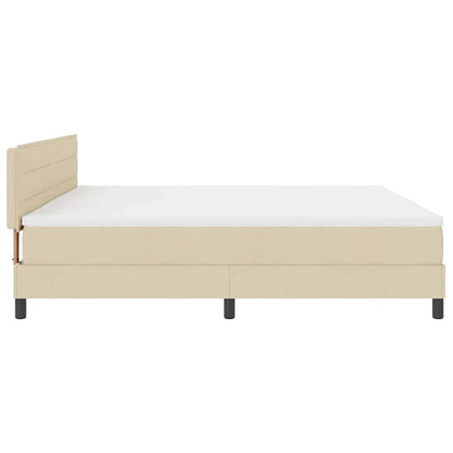 Boxspringbett mit LED-Lichtleisten Creme 200 x 200 cm Stoff