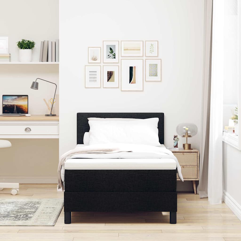 Boxspringbett mit LED-Lichtleisten Schwarz 90 x 200 cm Stoff