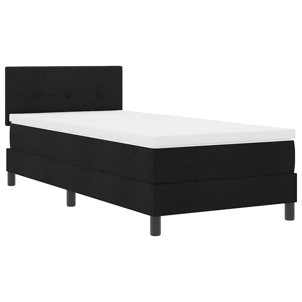 Boxspringbett mit LED-Lichtleisten Schwarz 90 x 200 cm Stoff