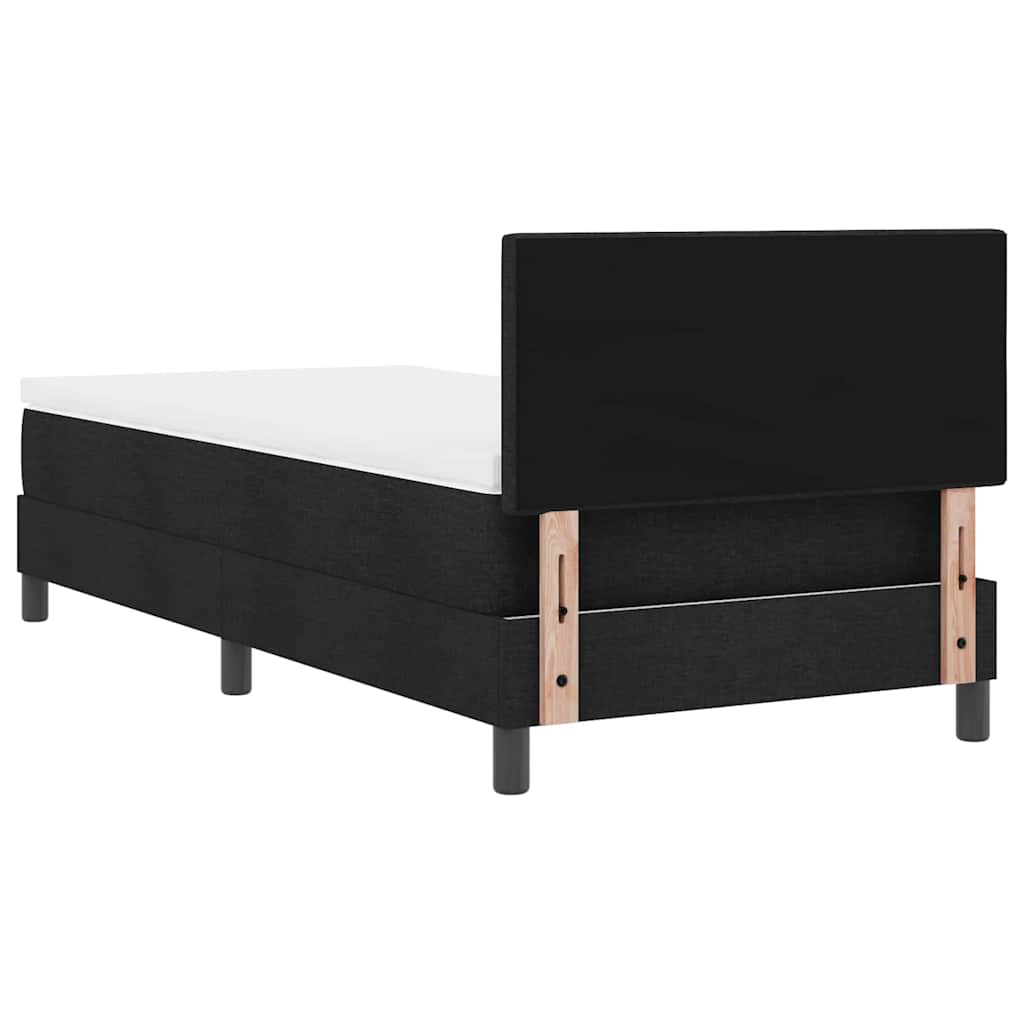 Boxspringbett mit LED-Lichtleisten Schwarz 90 x 200 cm Stoff