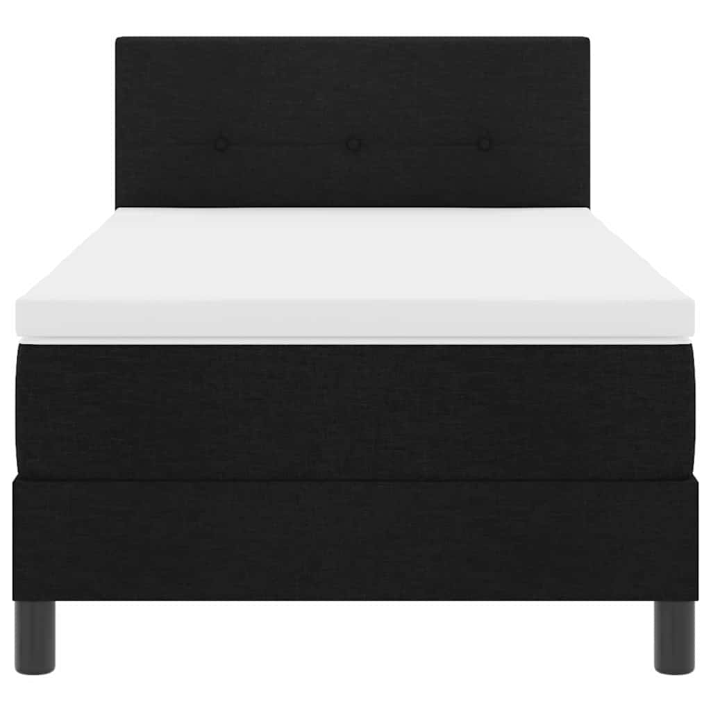 Boxspringbett mit LED-Lichtleisten Schwarz 90 x 200 cm Stoff