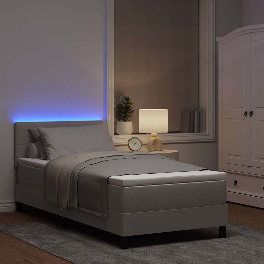 Boxspringbett mit LED-Lichtleisten Taupe 90 x 200 cm Stoff