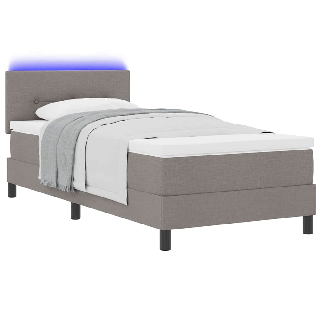 Boxspringbett mit LED-Lichtleisten Taupe 90 x 200 cm Stoff