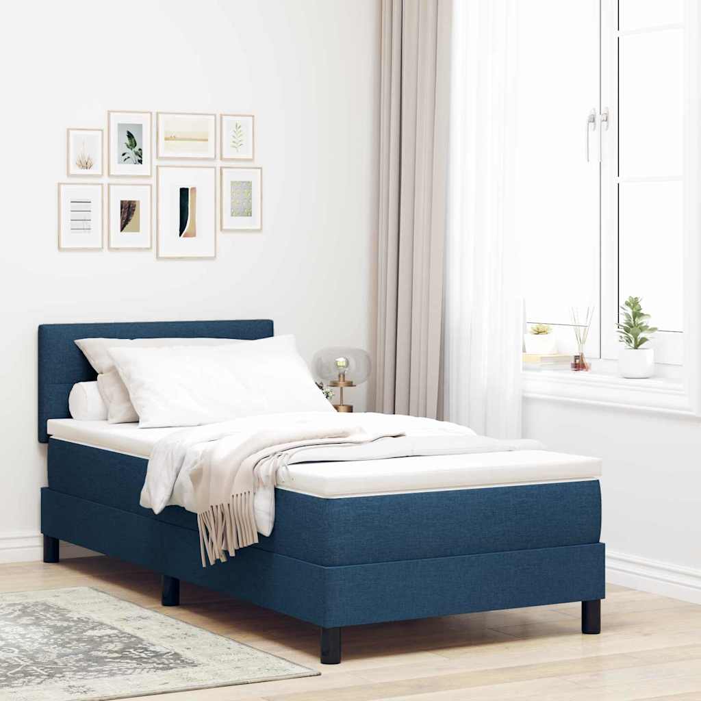 Boxspringbett mit LED-Lichtleisten Blau 90 x 200 cm Stoff