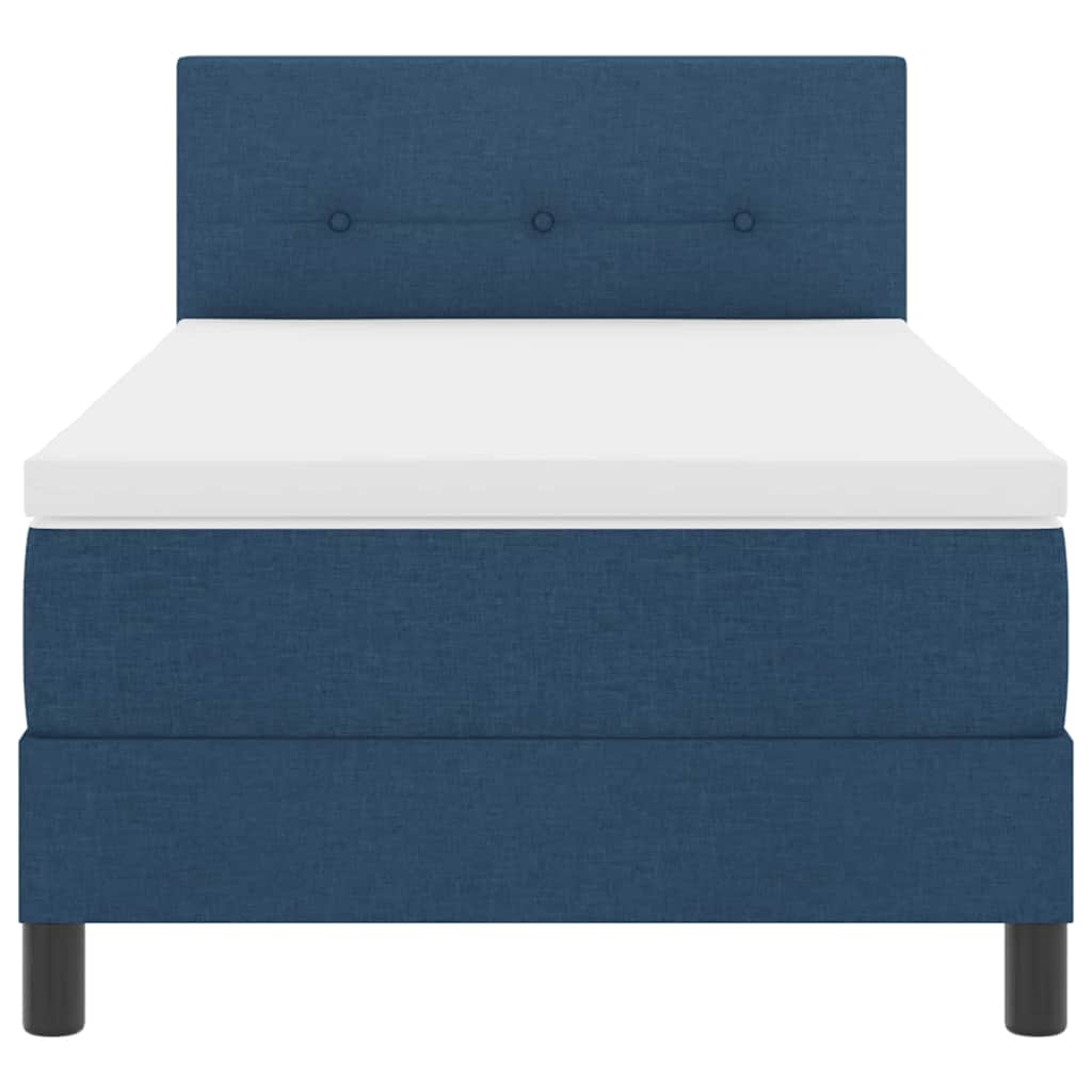 Boxspringbett mit LED-Lichtleisten Blau 90 x 200 cm Stoff