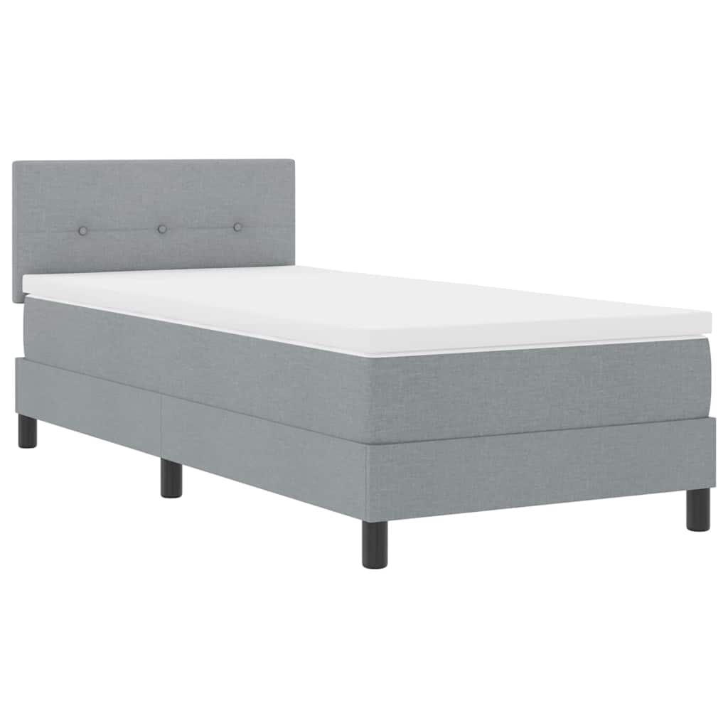 Boxspringbett mit Kissen Hellgrau 100 x 200 cm Stoff
