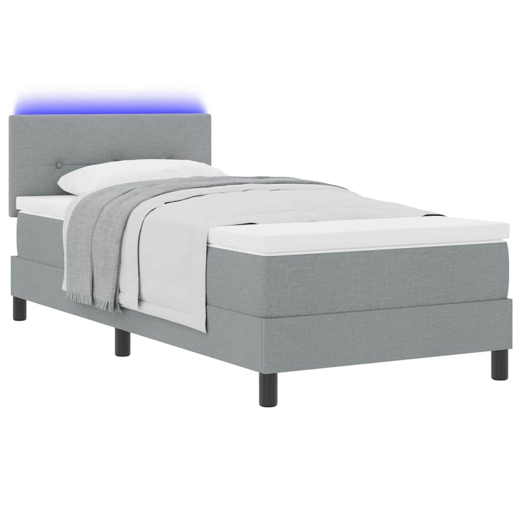 Boxspringbett mit Kissen Hellgrau 100 x 200 cm Stoff