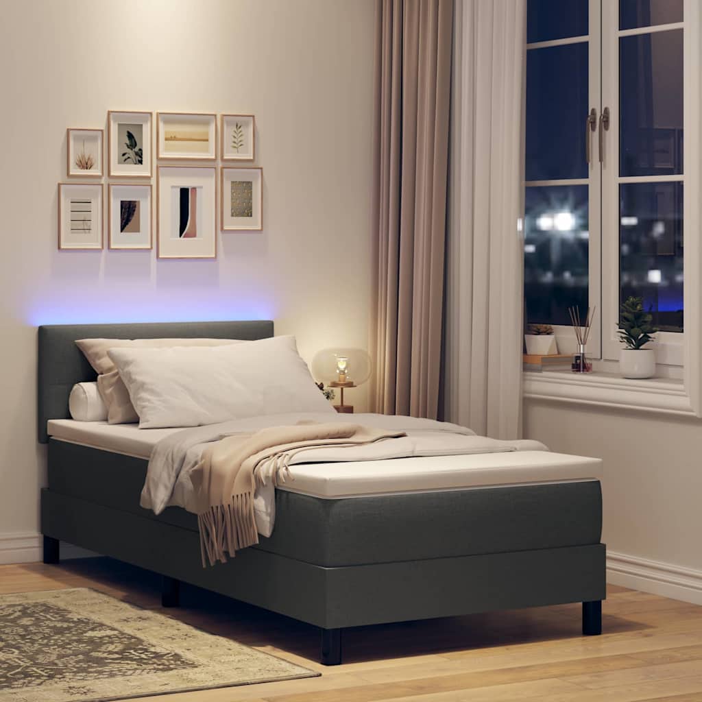 Boxspringbett mit Kopfteil Dunkelgrau 100 x 200 cm Stoff