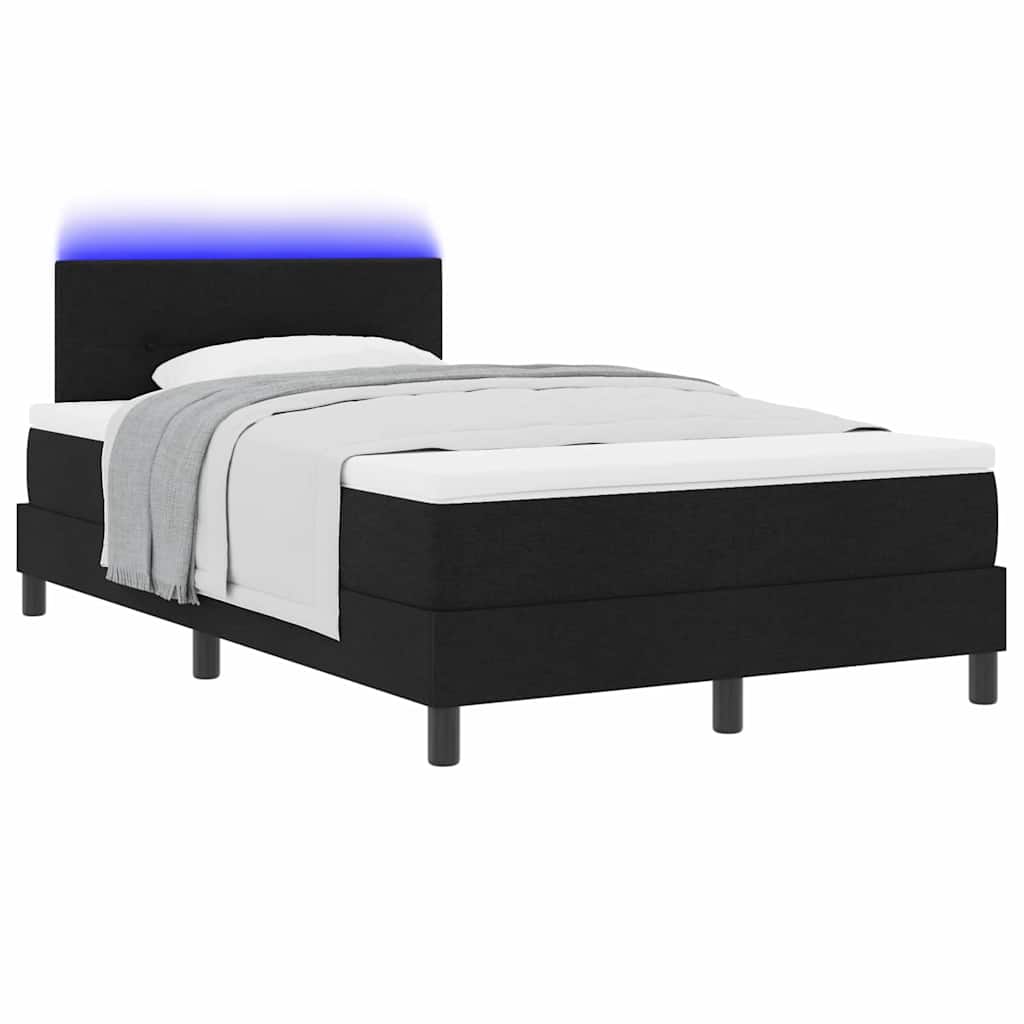 Boxspringbett mit LED-Lichtleisten Schwarz 120 x 190 cm Stoff