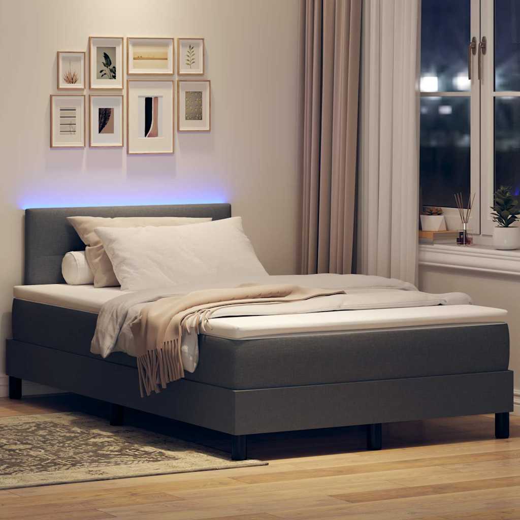 Boxspringbett mit Kopfteil Dunkelgrau 120 x 200 cm Stoff