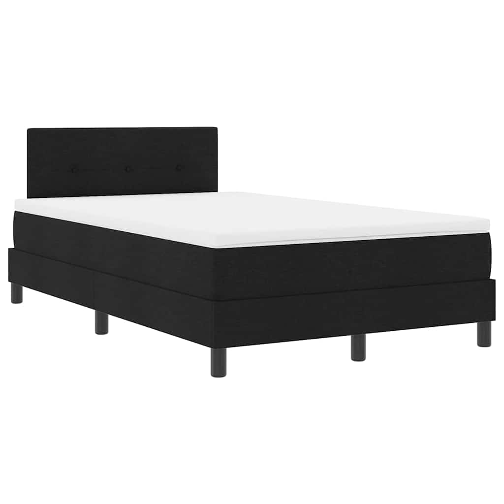 Boxspringbett mit LED-Lichtleisten Schwarz 120 x 200 cm Stoff