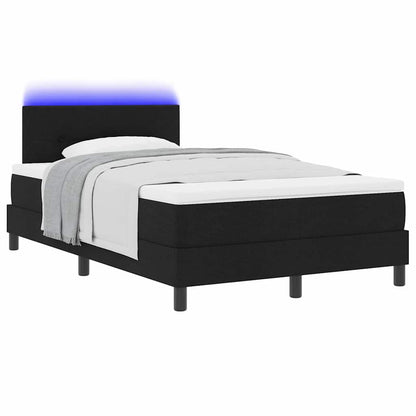 Boxspringbett mit LED-Lichtleisten Schwarz 120 x 200 cm Stoff
