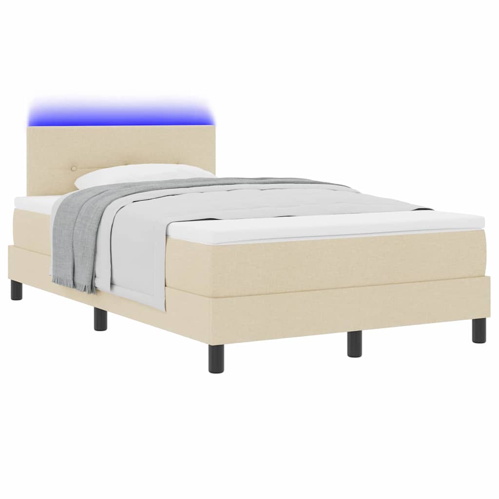 Boxspringbett mit LED-Lichtleisten Creme 120 x 200 cm Stoff