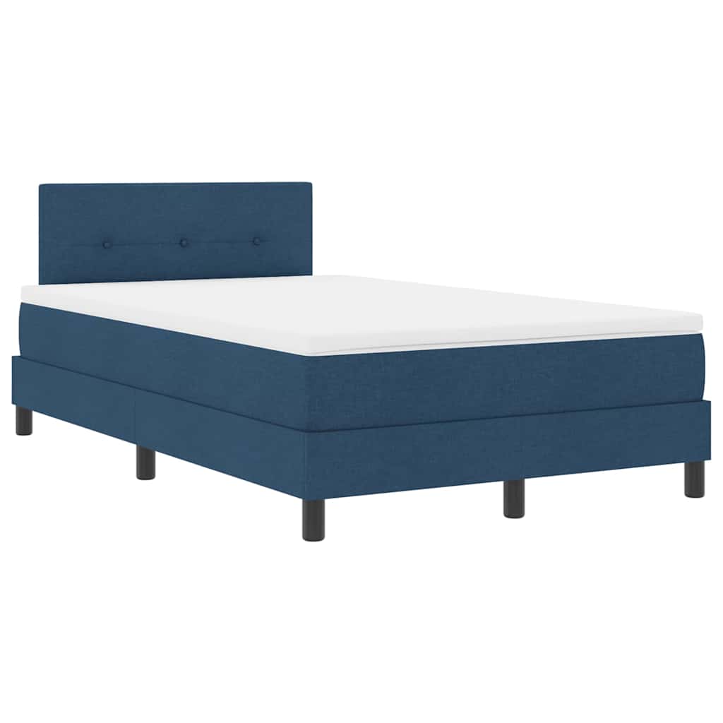 Boxspringbett mit Kissen mit Kopfteil Blau 120 x 200 cm Stoff
