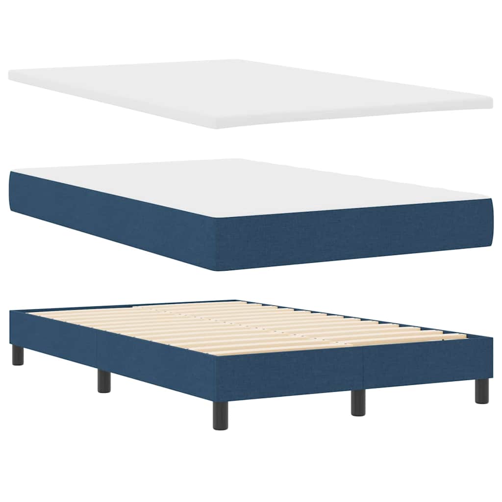 Boxspringbett mit Kissen mit Kopfteil Blau 120 x 200 cm Stoff