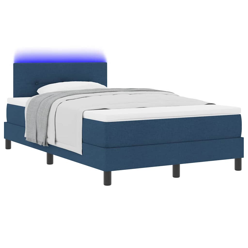 Boxspringbett mit Kissen mit Kopfteil Blau 120 x 200 cm Stoff