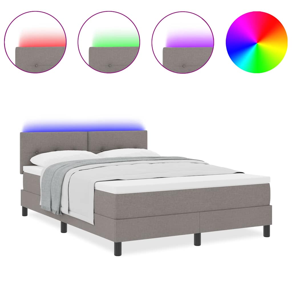 Boxspringbett mit Matratze Taupe 140 x 190 cm Stoff