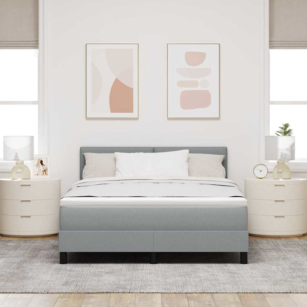 Boxspringbett mit Matratze mit LED Hellgrau 140 x 200 cm Stoff