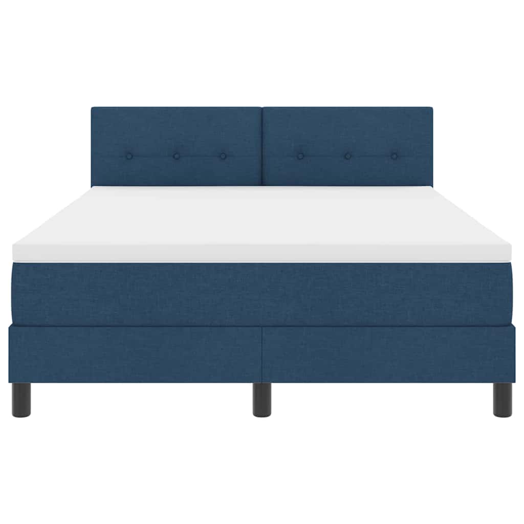 Boxspringbett mit LED-Lichtleisten Blau 140 x 200 cm Stoff