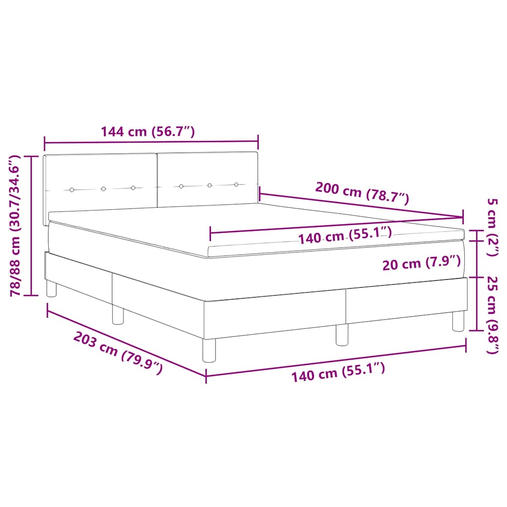 Boxspringbett mit LED-Lichtleisten Blau 140 x 200 cm Stoff