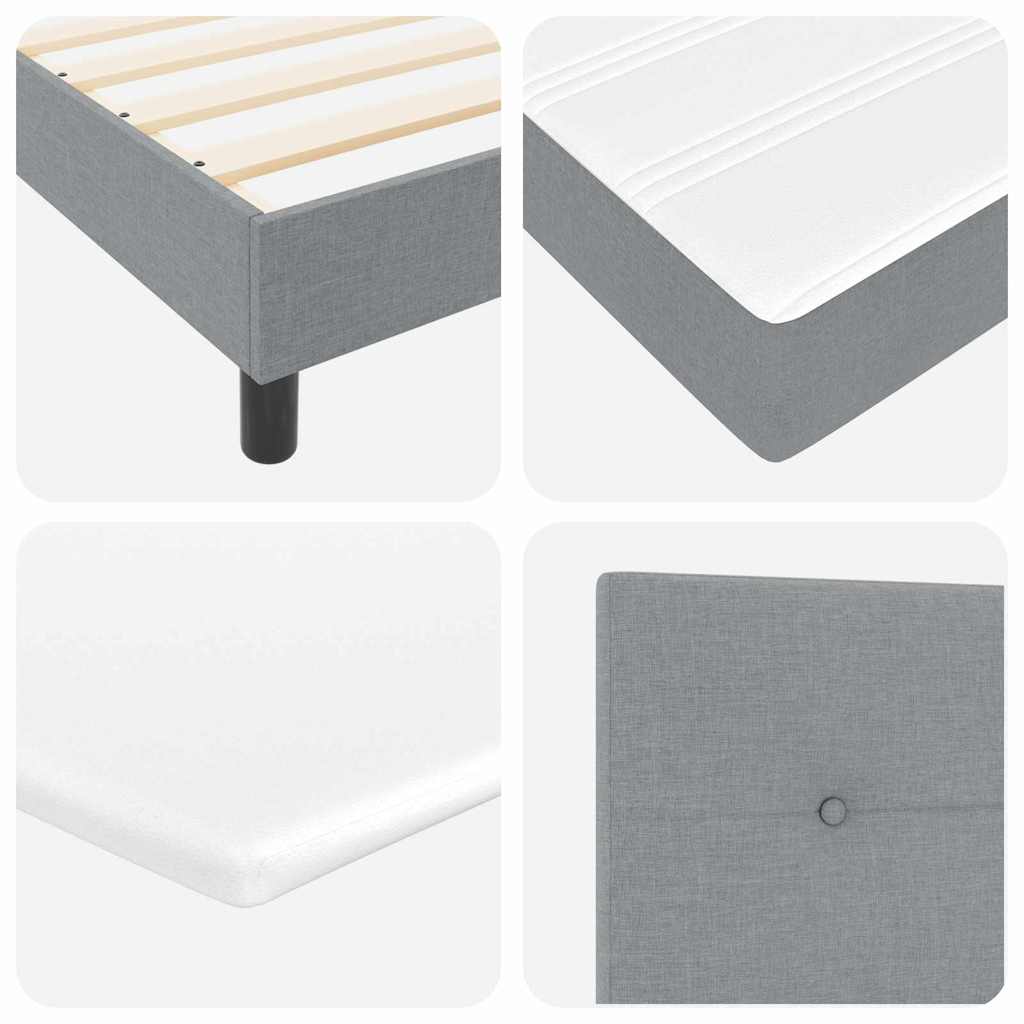 Boxspringbett mit LED-Lichtleisten Hellgrau 180 x 200 cm Stoff