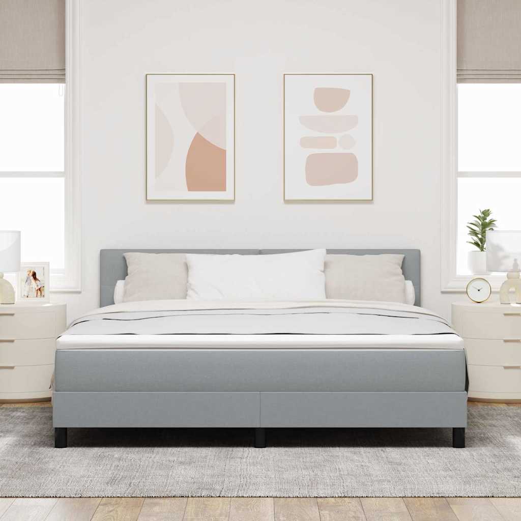 Boxspringbett mit LED-Lichtleisten Hellgrau 180 x 200 cm Stoff