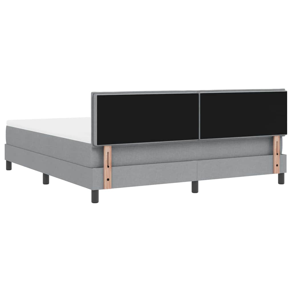 Boxspringbett mit LED-Lichtleisten Hellgrau 180 x 200 cm Stoff