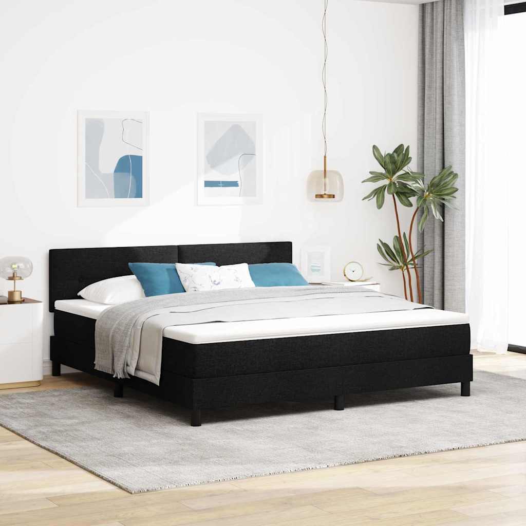 Boxspringbett mit LED-Lichtleisten Schwarz 180 x 200 cm Stoff