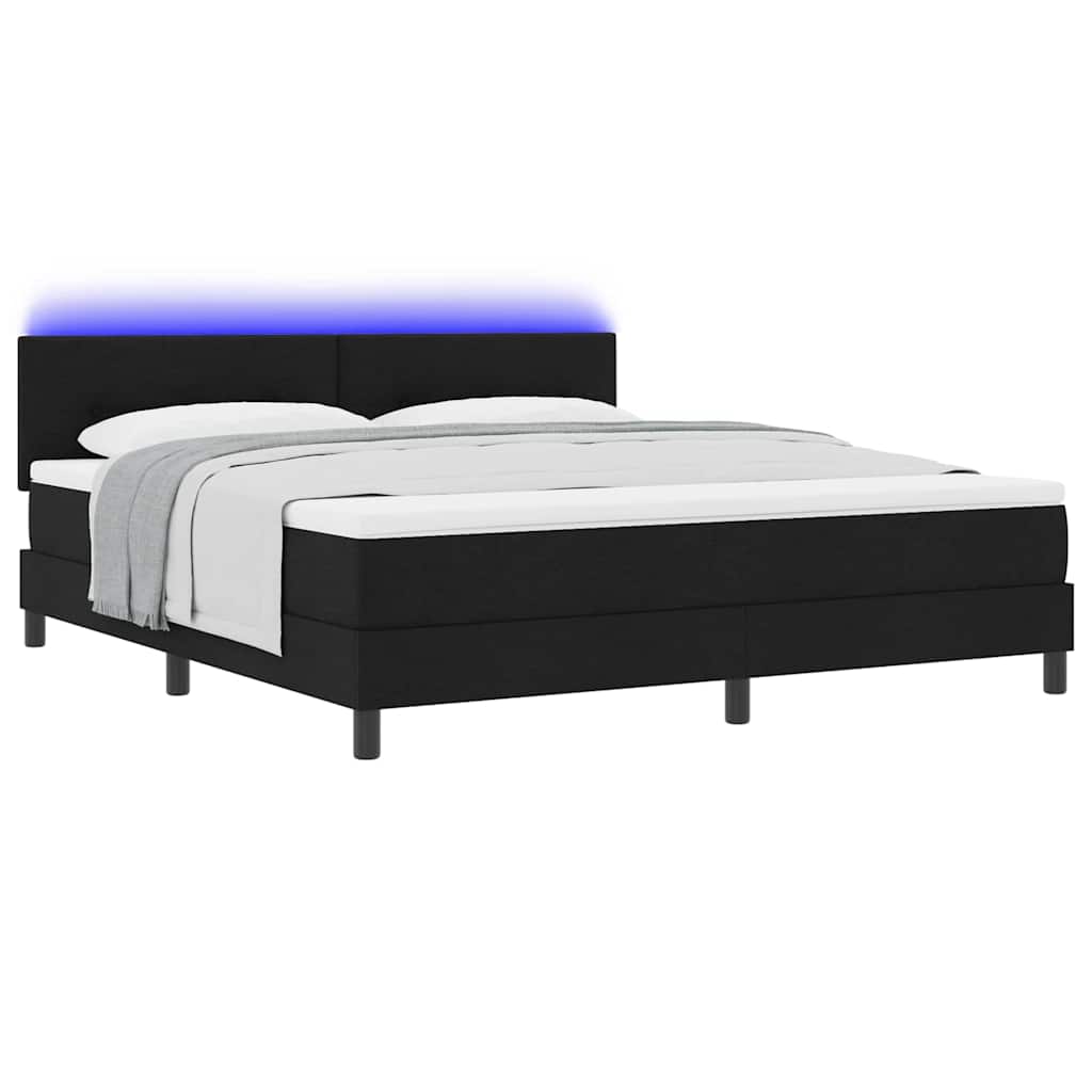 Boxspringbett mit LED-Lichtleisten Schwarz 180 x 200 cm Stoff