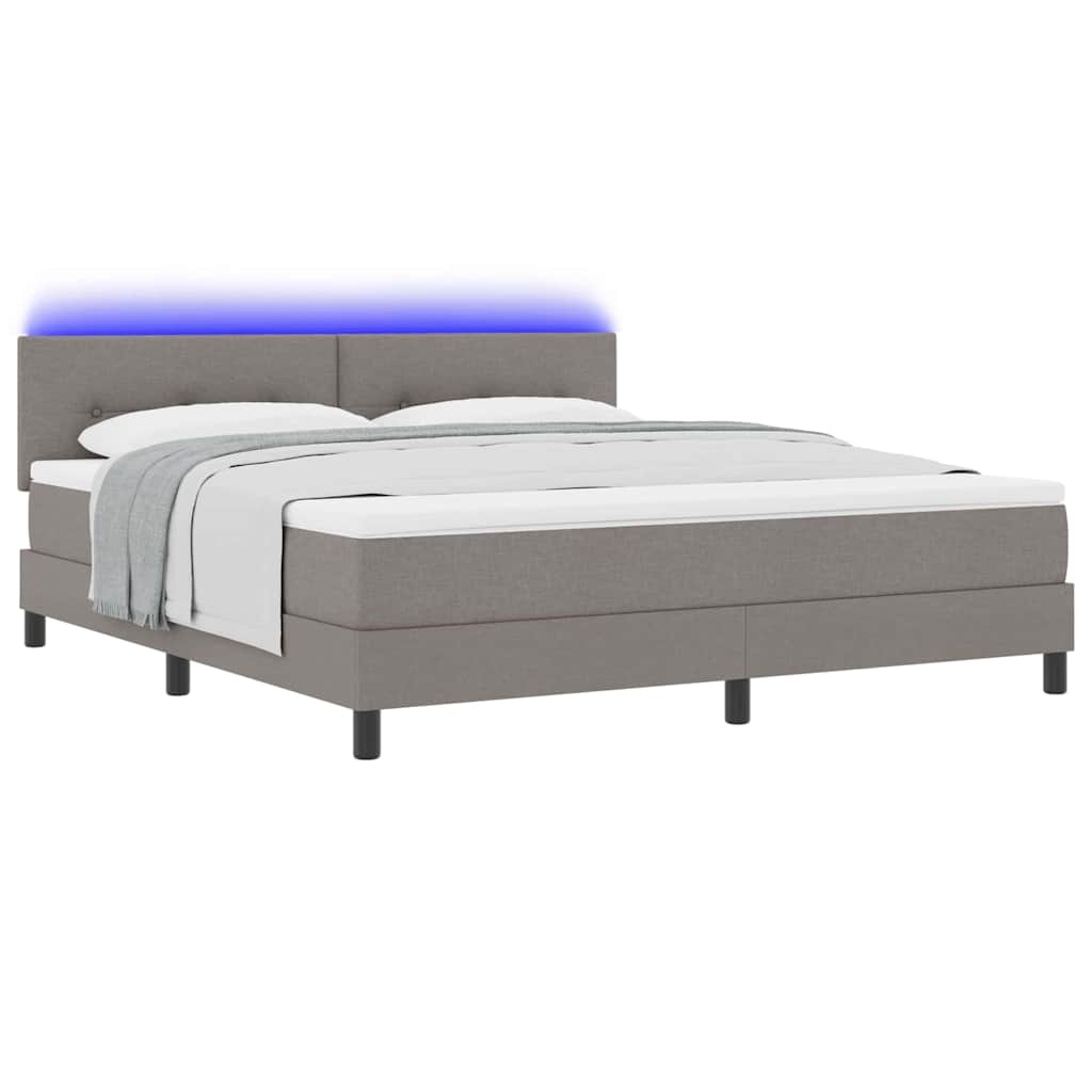 Boxspringbett mit LED-Lichtleisten Taupe 180 x 200 cm Stoff
