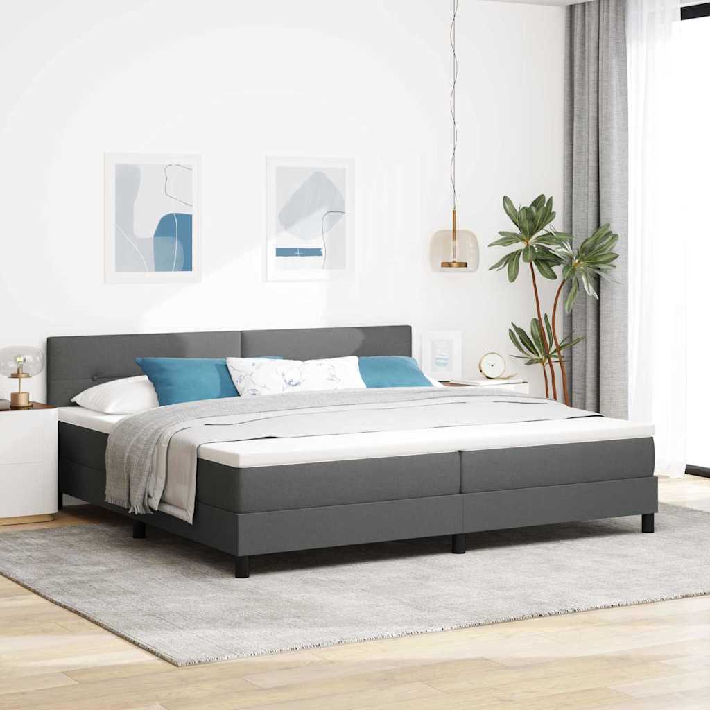 Boxspringbett mit Kopfteil Dunkelgrau 200 x 200 cm Stoff