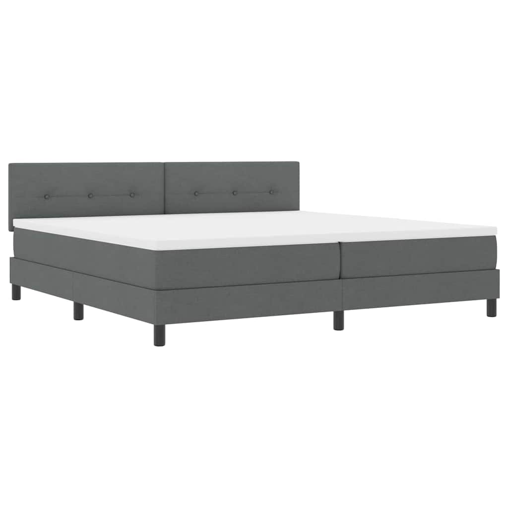 Boxspringbett mit Kopfteil Dunkelgrau 200 x 200 cm Stoff