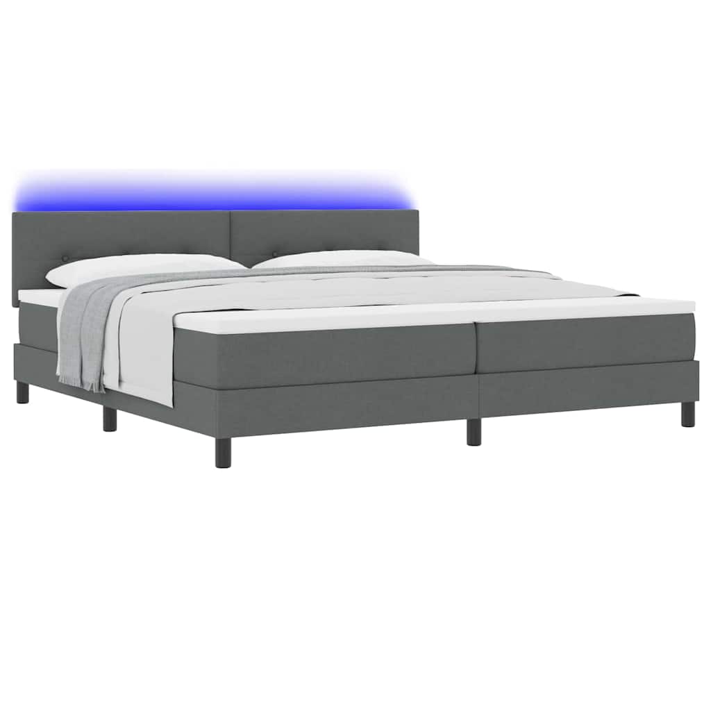Boxspringbett mit Kopfteil Dunkelgrau 200 x 200 cm Stoff