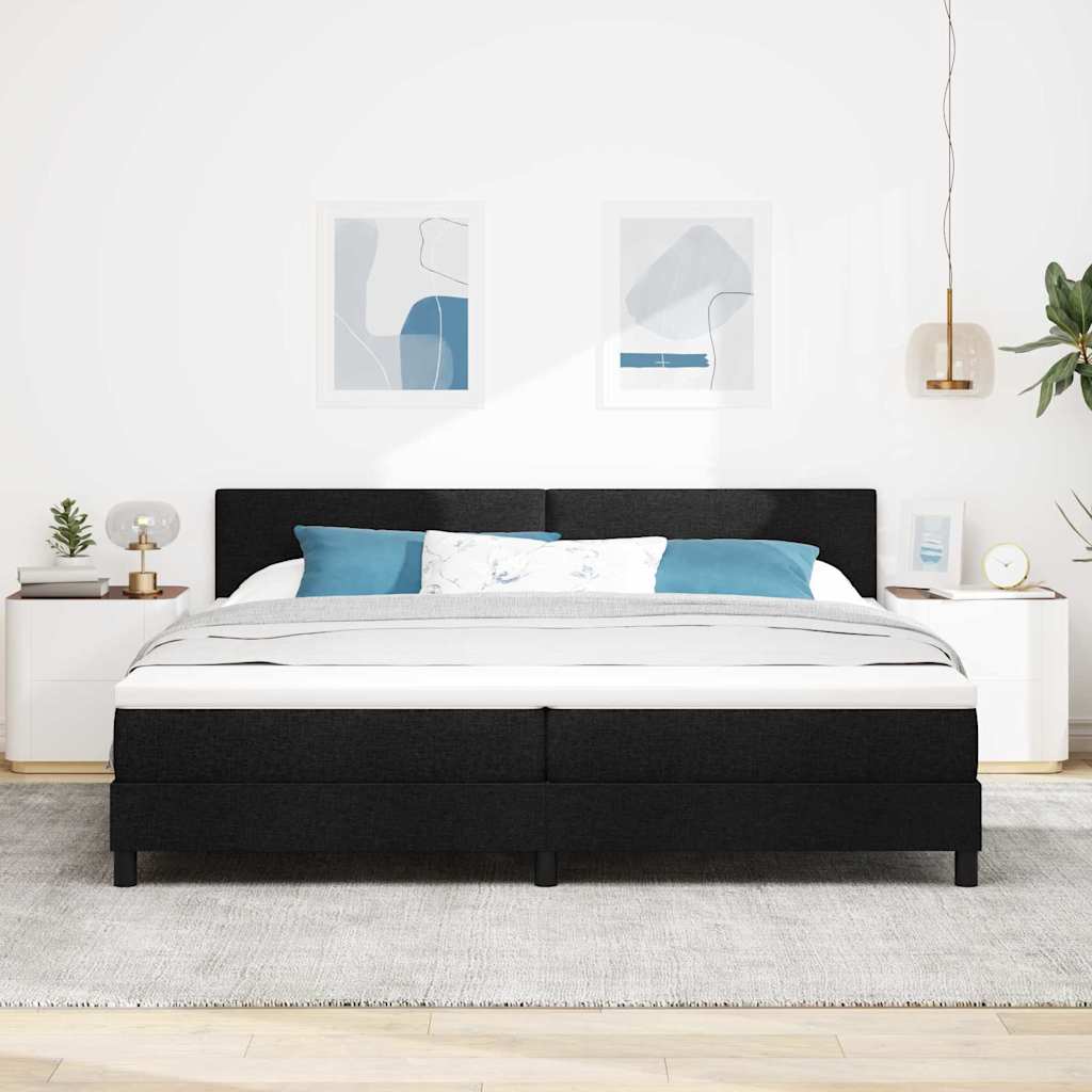 Boxspringbett mit LED-Lichtleisten Schwarz 200 x 200 cm Stoff