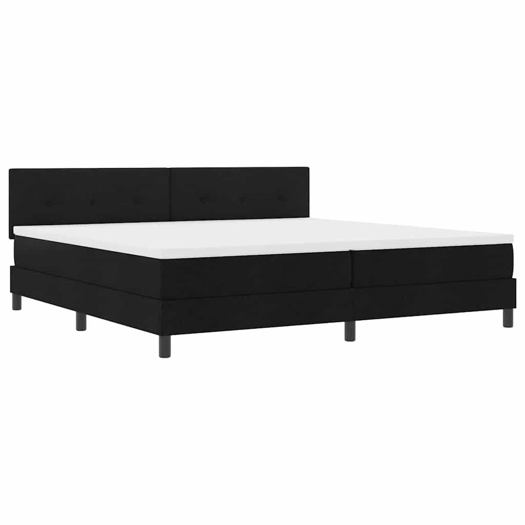 Boxspringbett mit LED-Lichtleisten Schwarz 200 x 200 cm Stoff