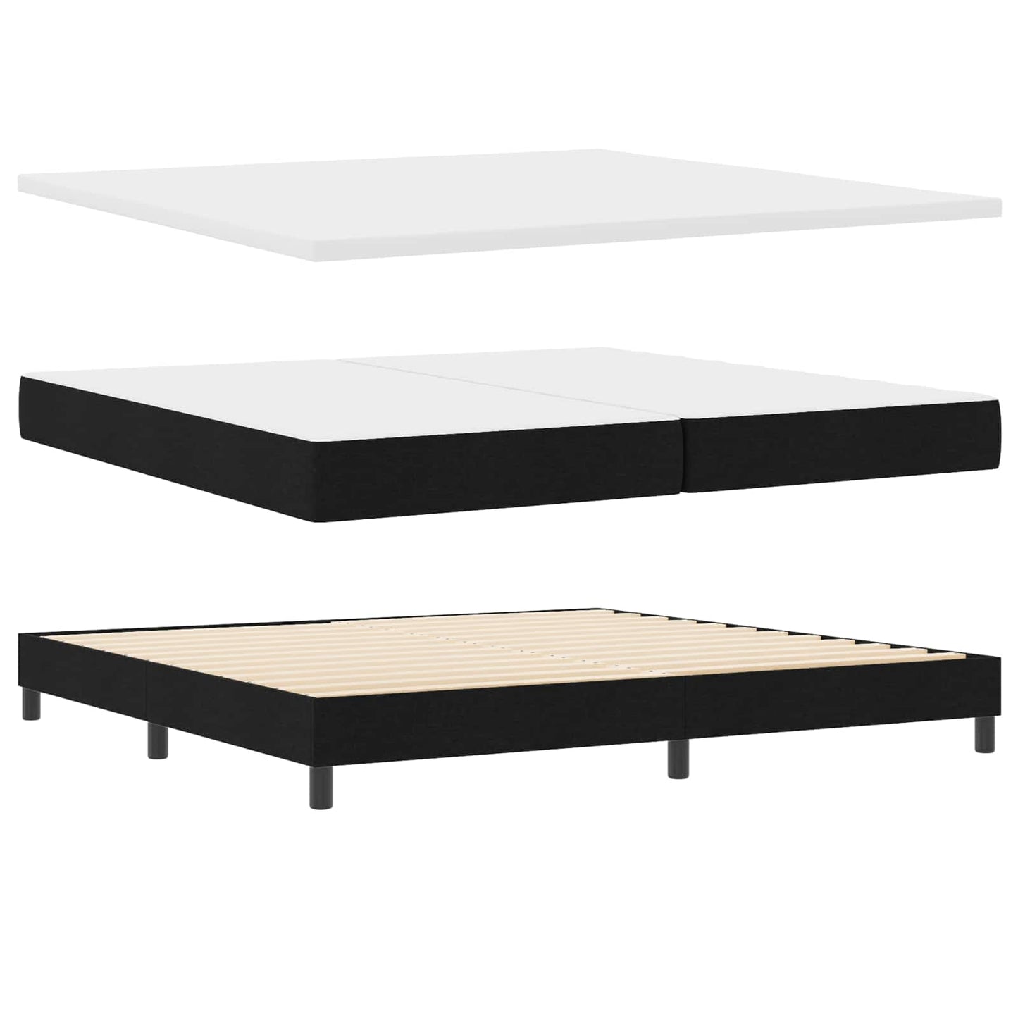 Boxspringbett mit LED-Lichtleisten Schwarz 200 x 200 cm Stoff